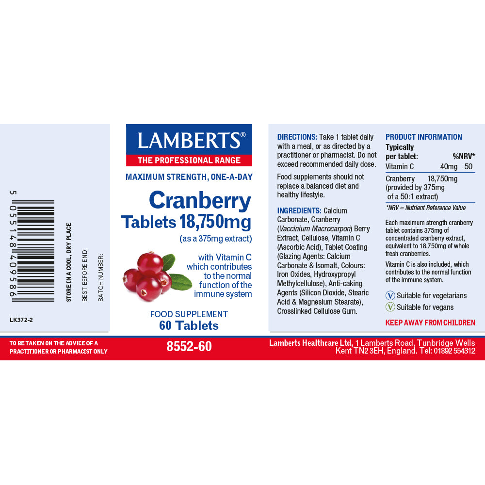 Lamberts  Cranberry Tablets 18,750mg 60's