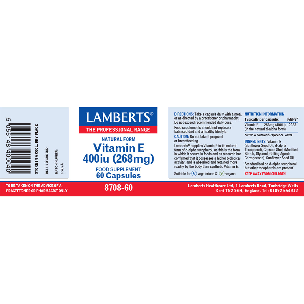 Lamberts  Vitamin E 400iu (268mg) 60's