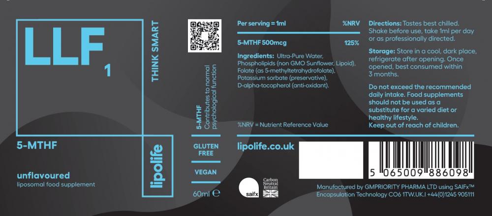 Lipolife  LLF1 5-MTHF 60ml (Liposomal)