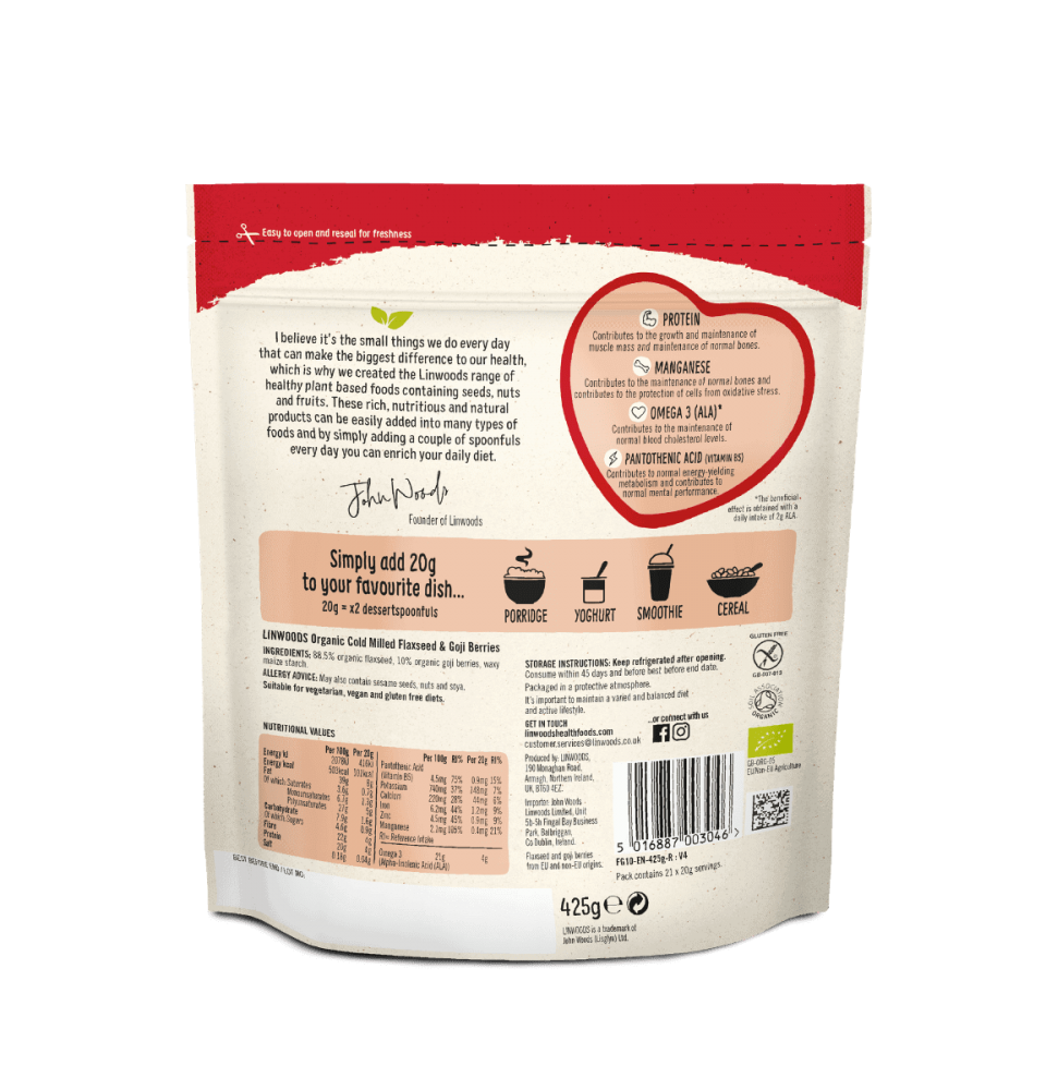 Linwoods  Cold Milled Flaxseed & Goji Berries 425g