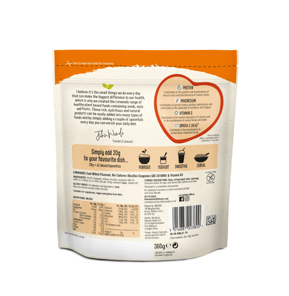 Linwoods  Milled Flaxseed with Bio-Cultures & Vitamin D 360g