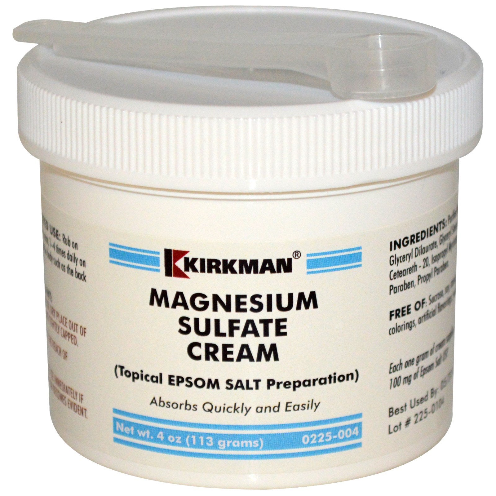 Epsom Salt Cream (Magnesium Sulfate) (4oz) 113g Kirkman Labs by Kirkman Laboratories