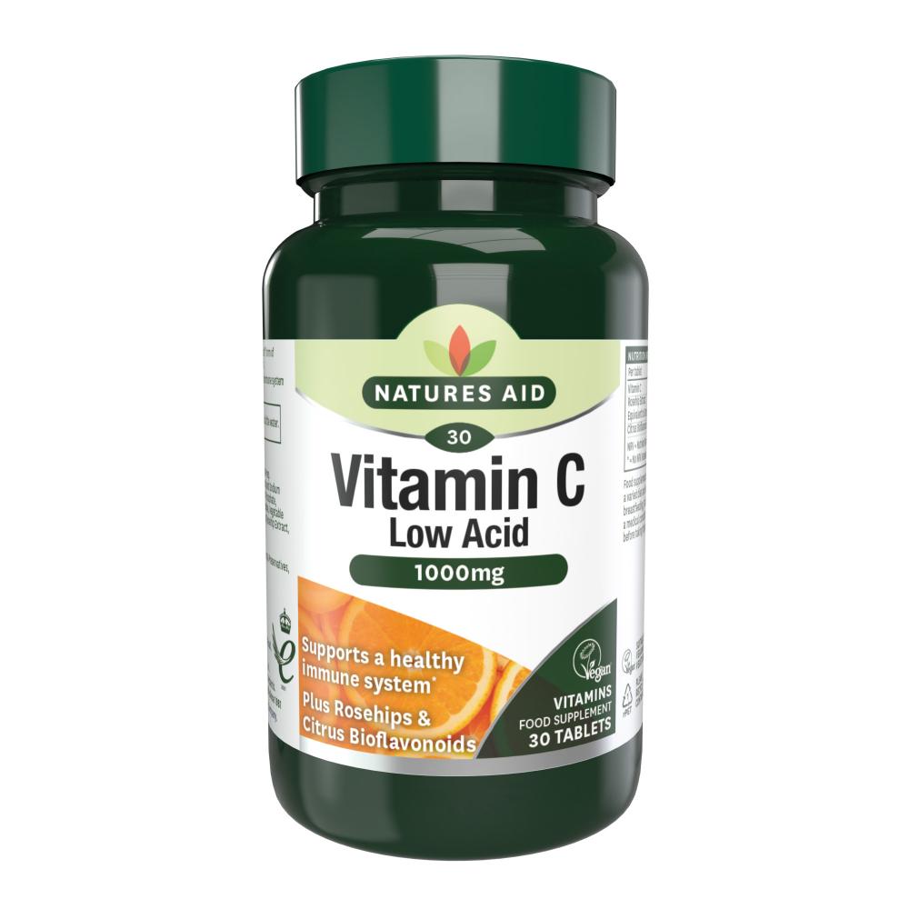 Natures Aid  Vitamin C Low Acid 1000mg 30's