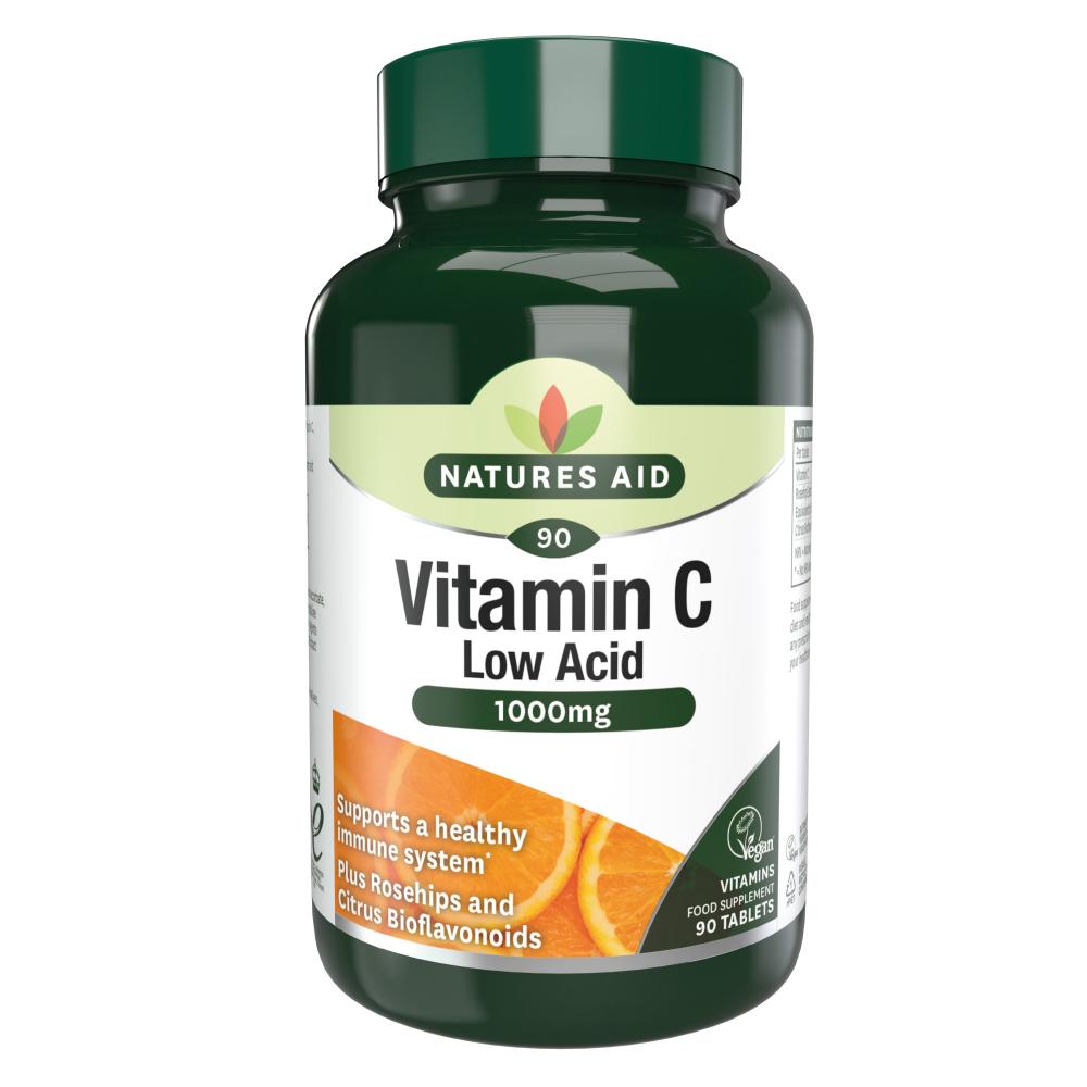 Natures Aid  Vitamin C Low Acid 1000mg 90's