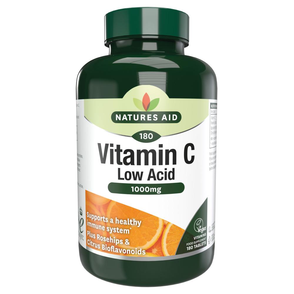 Natures Aid  Vitamin C Low Acid 1000mg 180's