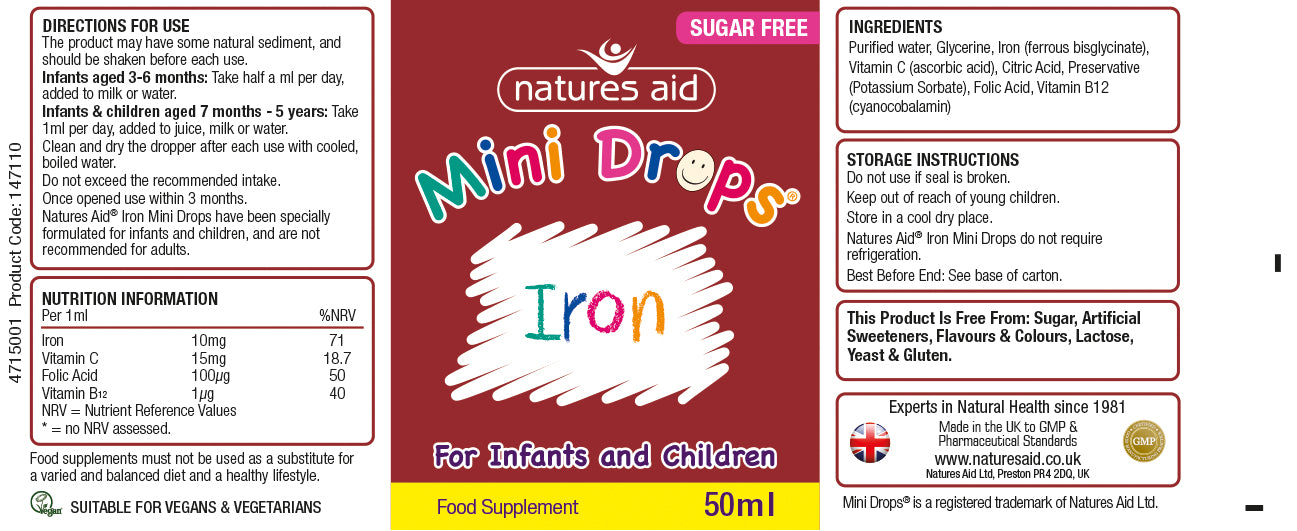 Natures Aid  Mini Drops Iron 50ml