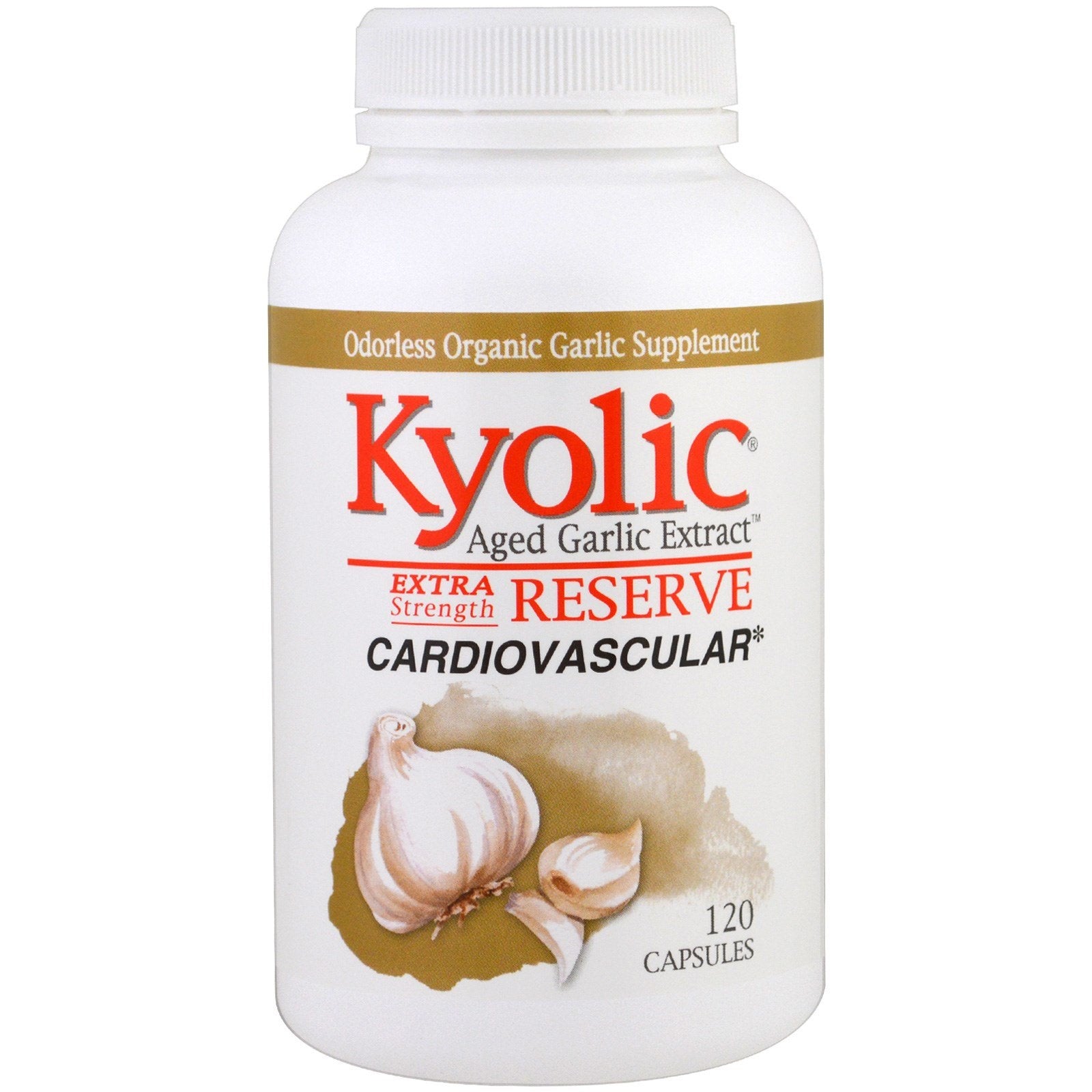 Kyolic Cardiovascular & Immune Reserve (Aged Garlic Extract) 1200 mg, 120 Capsules - Wakunaga by Kyolic|Wakunaga