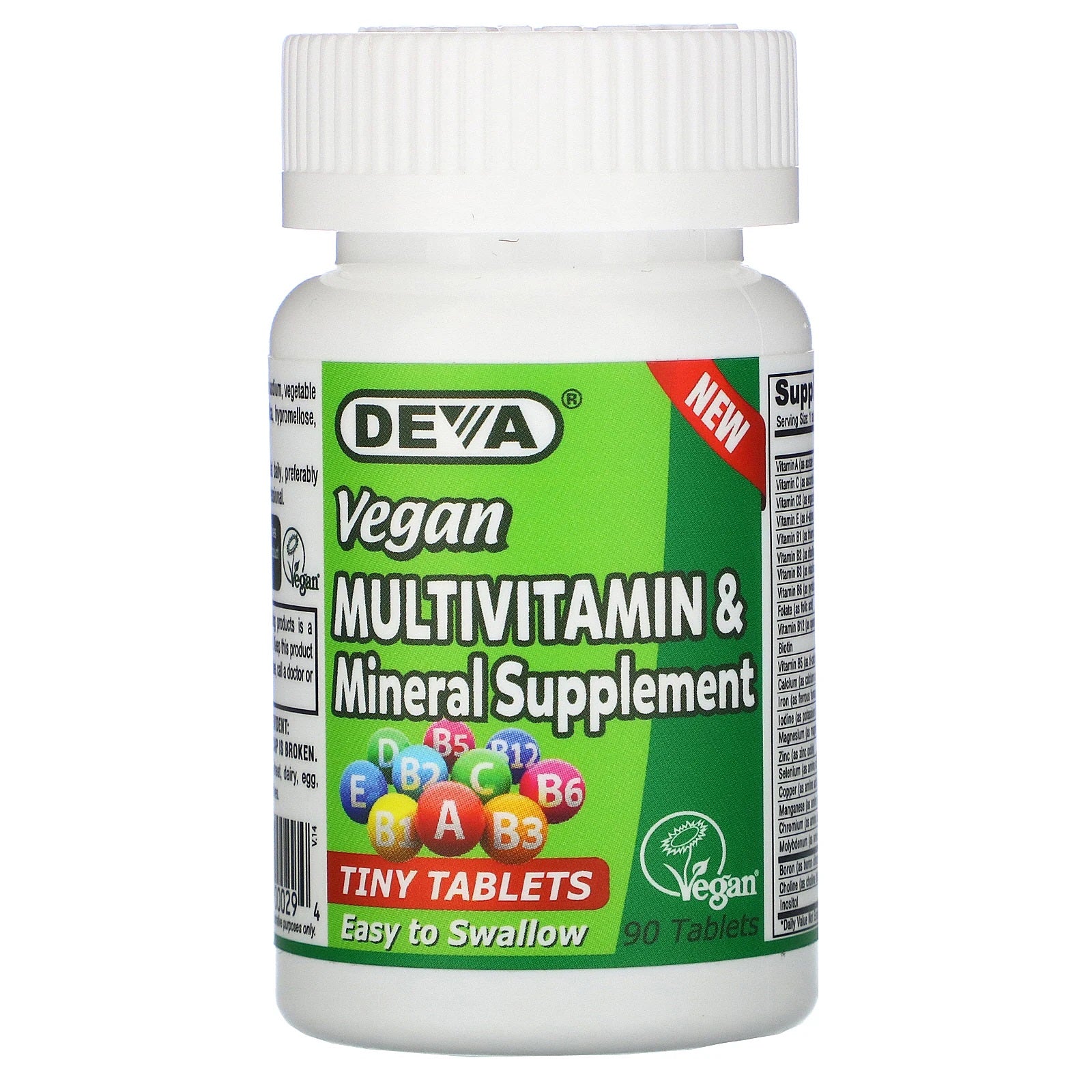 Vegan Multivitamin & Mineral Supplement, 90 Tiny Tablets Deva by Deva