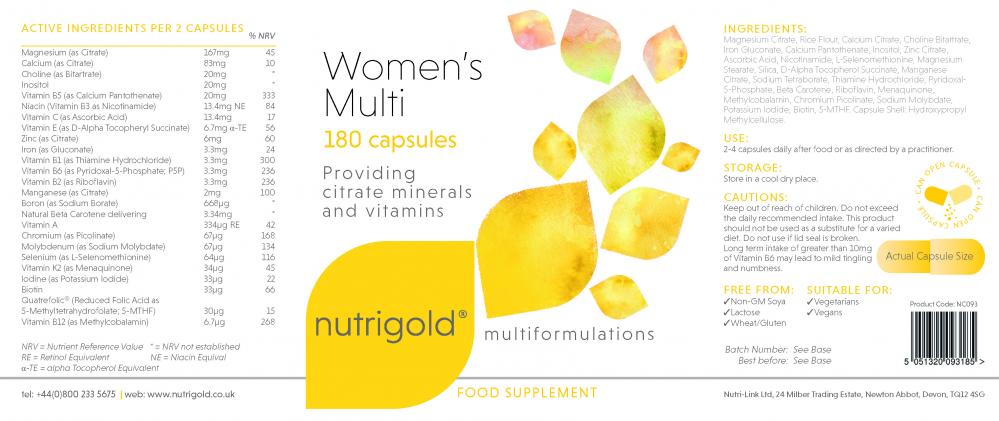 Nutrigold  Women's Multi 180's