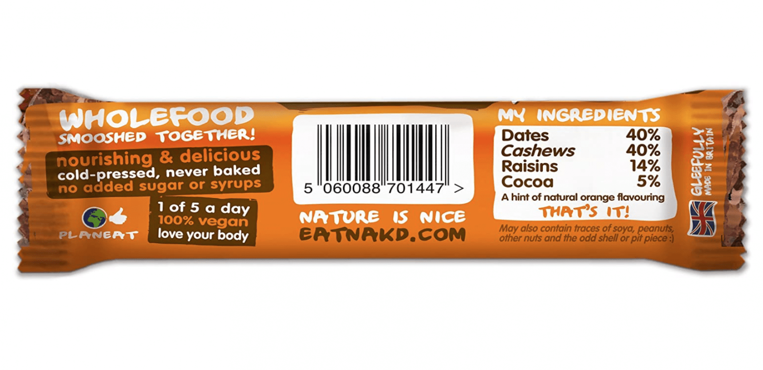 Nakd Cocoa Orange 18 x 35g Bar (CASE) by Nakd