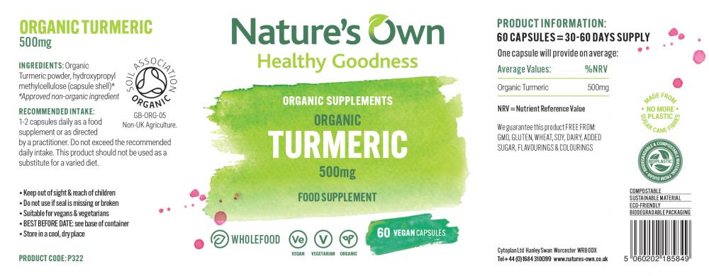 Nature's Own  Organic Turmeric 500mg 60's