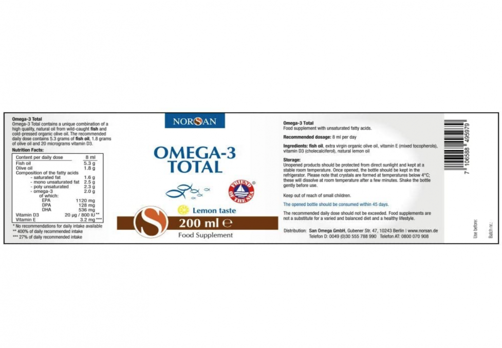 Norsan  Omega-3 Total Natural Fish Oil 200ml