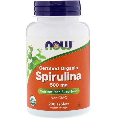 Certified Organic Spirulina, 500 mg, 200 Tablets - Now Foods by Now Foods