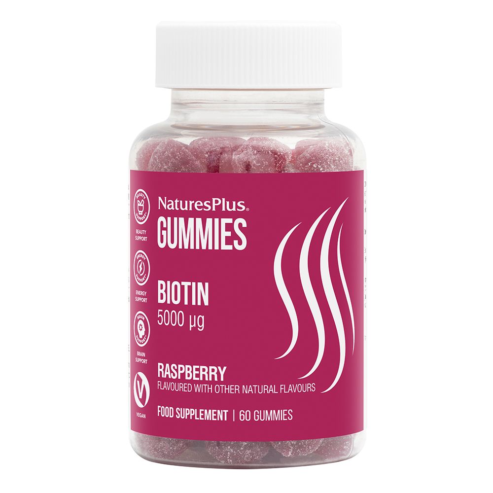 Nature's Plus  Gummies Biotin 5000ug Raspberry 60's