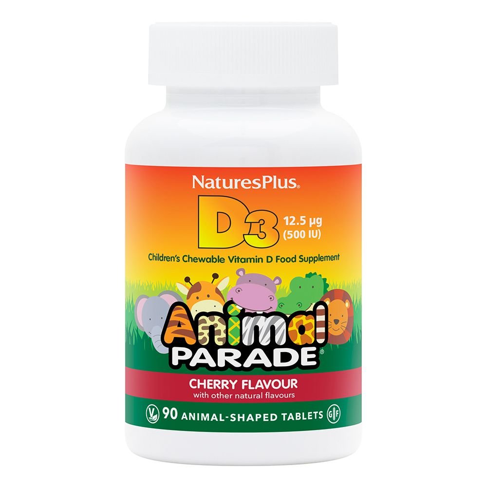 Nature's Plus D3 12.5ug (500 IU) Animal Parade Cherry Flavour 90's by Nature's Plus