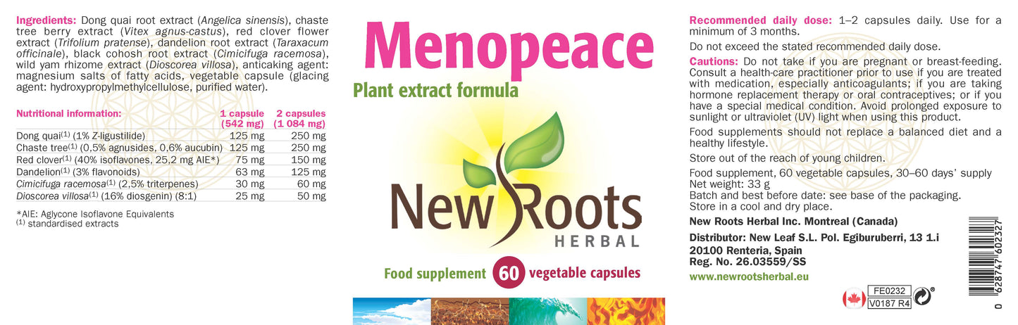 New Roots Herbal  Menopeace 60's