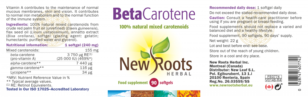 New Roots Herbal  Beta-Carotene 90's