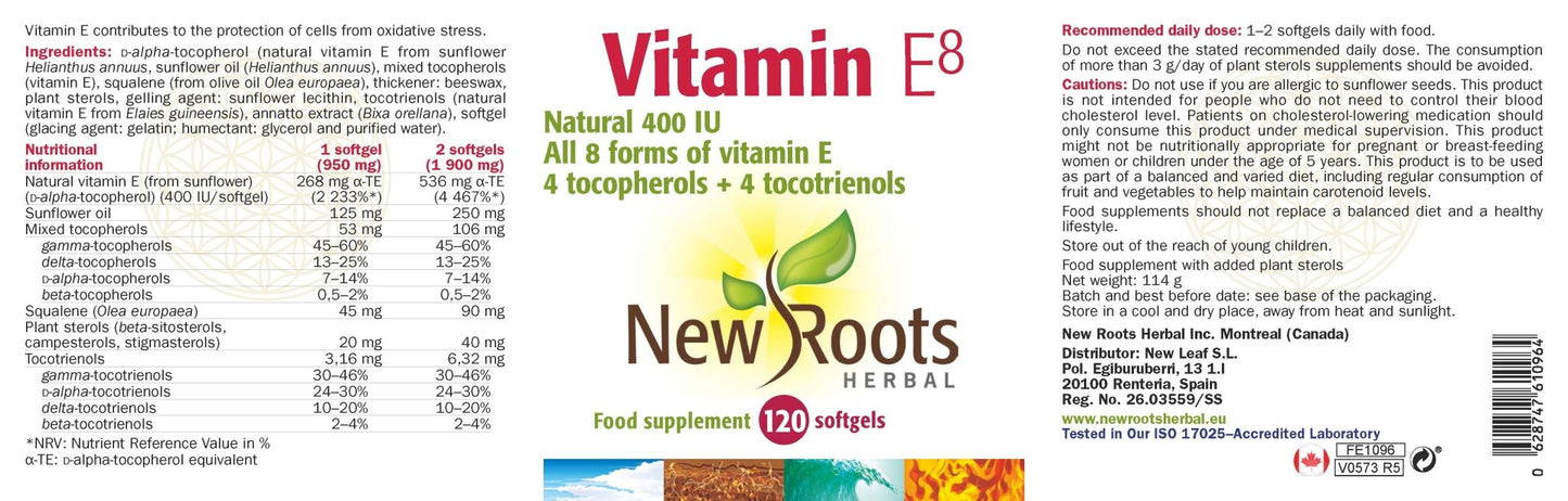 New Roots Herbal Vitamin E8 120's by New Roots Herbal