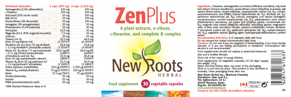 New Roots Herbal  ZenPlus 30's