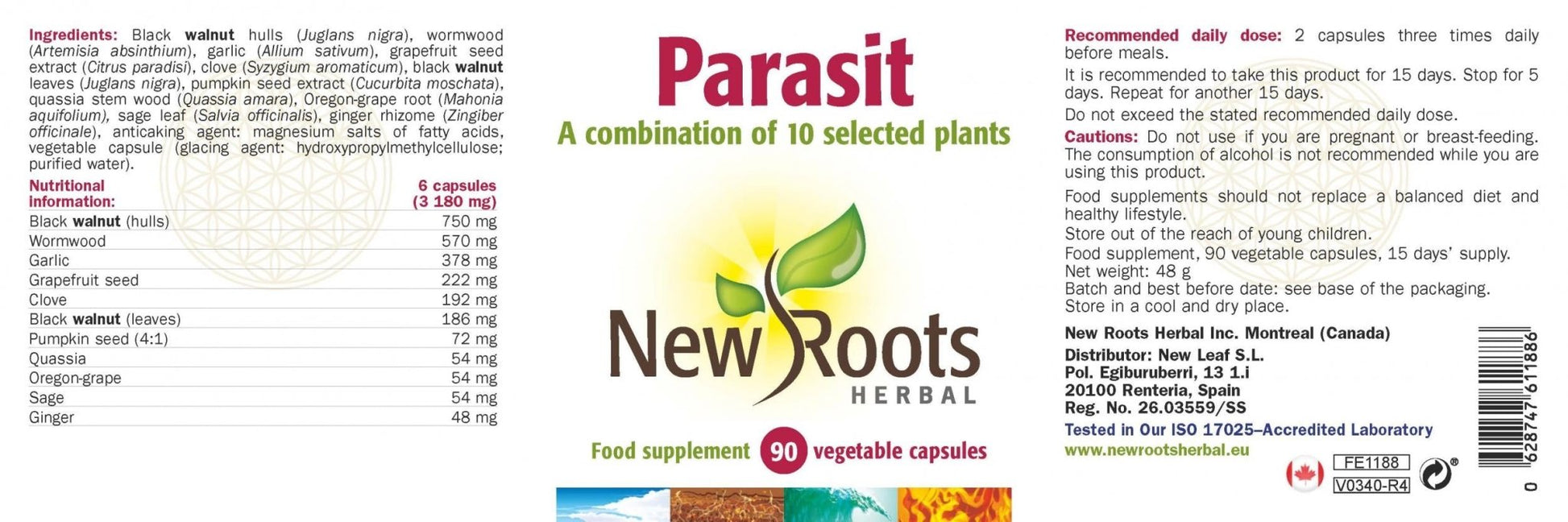 New Roots Herbal Parasit (formerly known as PurgeParasitis) 90's by New Roots Herbal