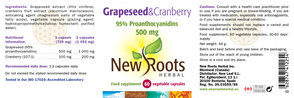 New Roots Herbal Grapeseed & Cranberry 60's by New Roots Herbal