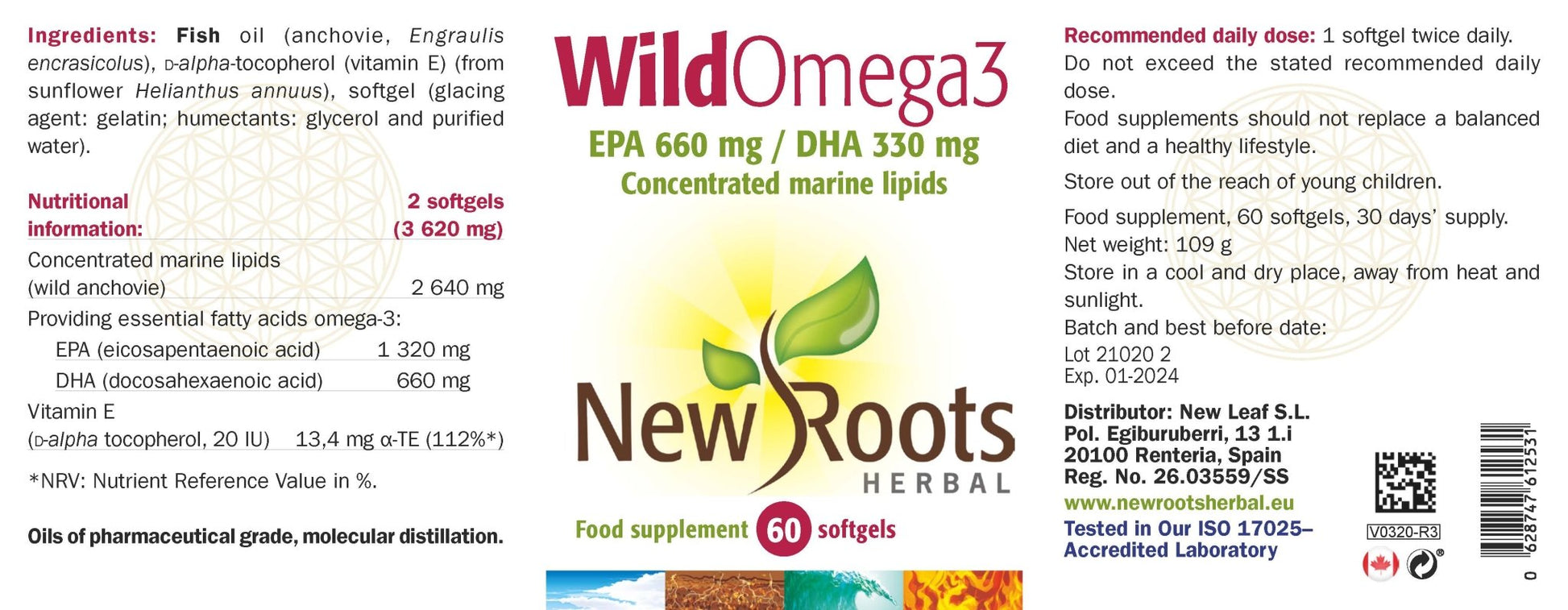 New Roots Herbal Wild Omega - 3 60's by New Roots Herbal