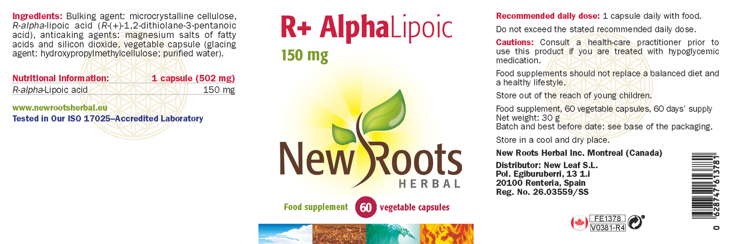 New Roots Herbal  R+ Alpha Lipoic 60's