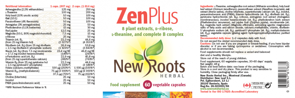 New Roots Herbal  ZenPlus 60's