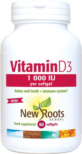 New Roots Herbal  Vitamin D3 1000iu 60's