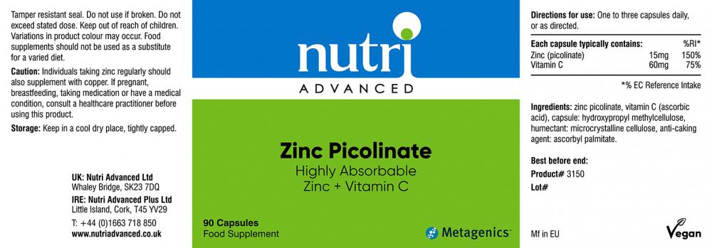 Nutri Advanced Zinc Picolinate 90's by Nutri Advanced