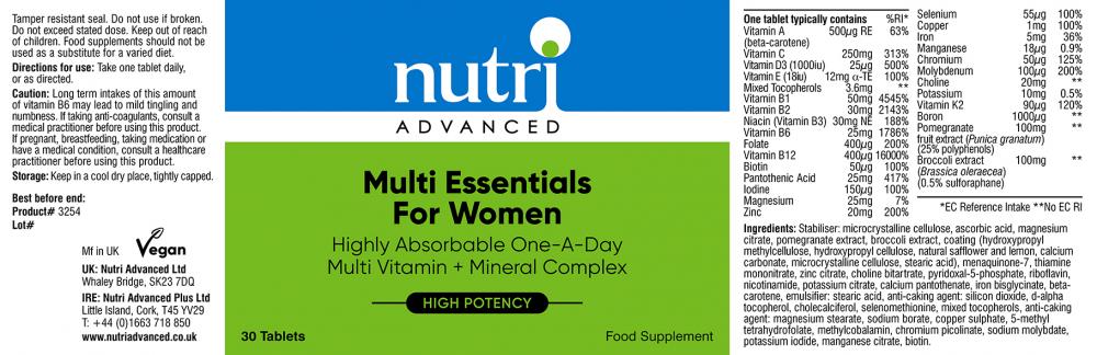 Nutri Advanced  Multi Essentials For Women 30's