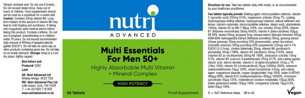 Nutri Advanced  Multi Essentials For Men 50+ 60's