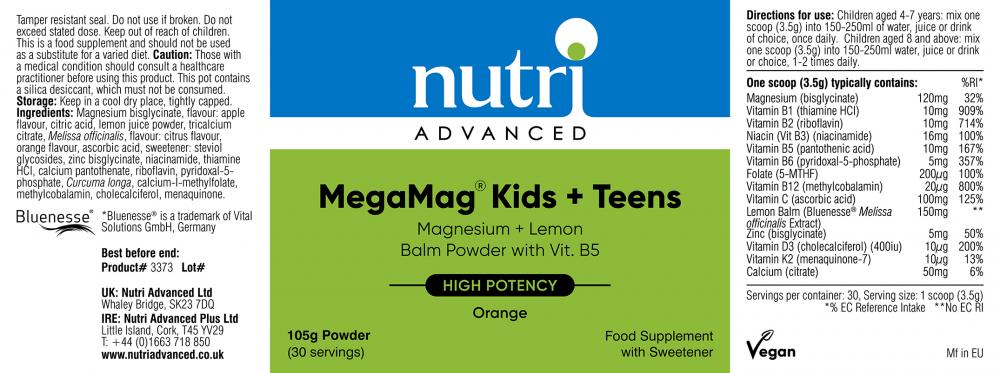Nutri Advanced MegaMag Kids + Teens 105g by Nutri Advanced