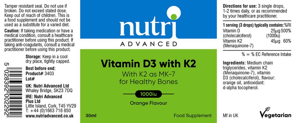 Nutri Advanced  Vitamin D3 with K2 30ml