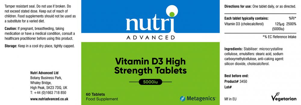 Nutri Advanced Vitamin D3 High Strength Tablets 60's by Nutri Advanced
