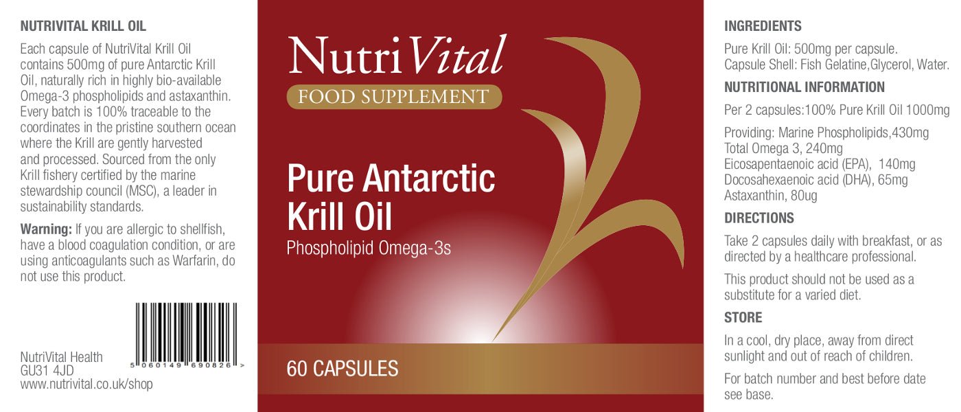 Nutrivital Pure Antarctic Krill Oil 60's by Nutrivital