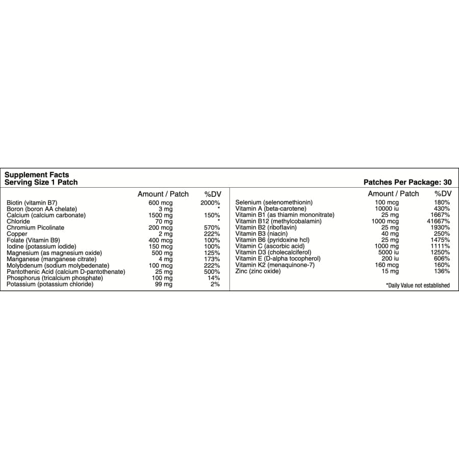 null  MultiVitamin Patch without Iron 30's