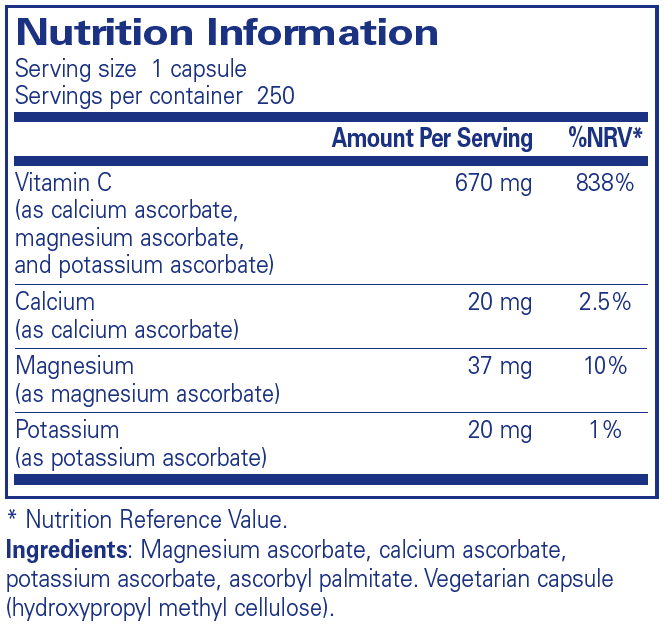Pure Encapsulations Buffered Ascorbic Acid 250's by Pure Encapsulations