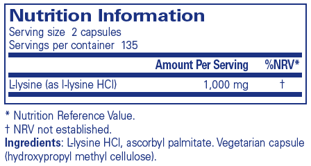 Pure Encapsulations L - Lysine 270's by Pure Encapsulations