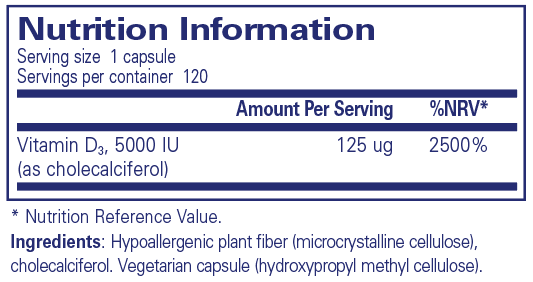 Pure Encapsulations  Vitamin D3 5000 IU 120's