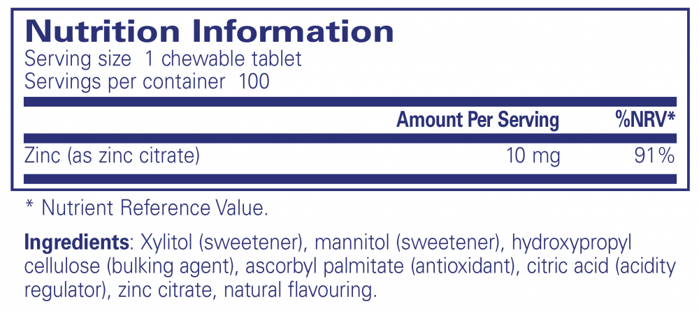 Pure Encapsulations  Zinc Chewables 100's