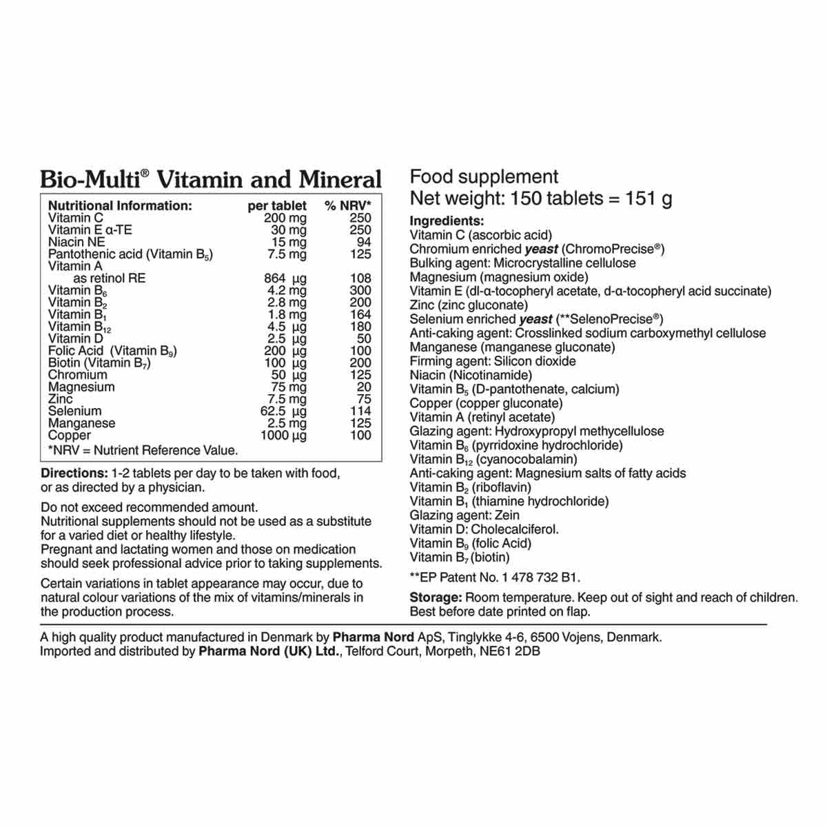 Pharma Nord  Bio-Multi Vitamin and Mineral 150's