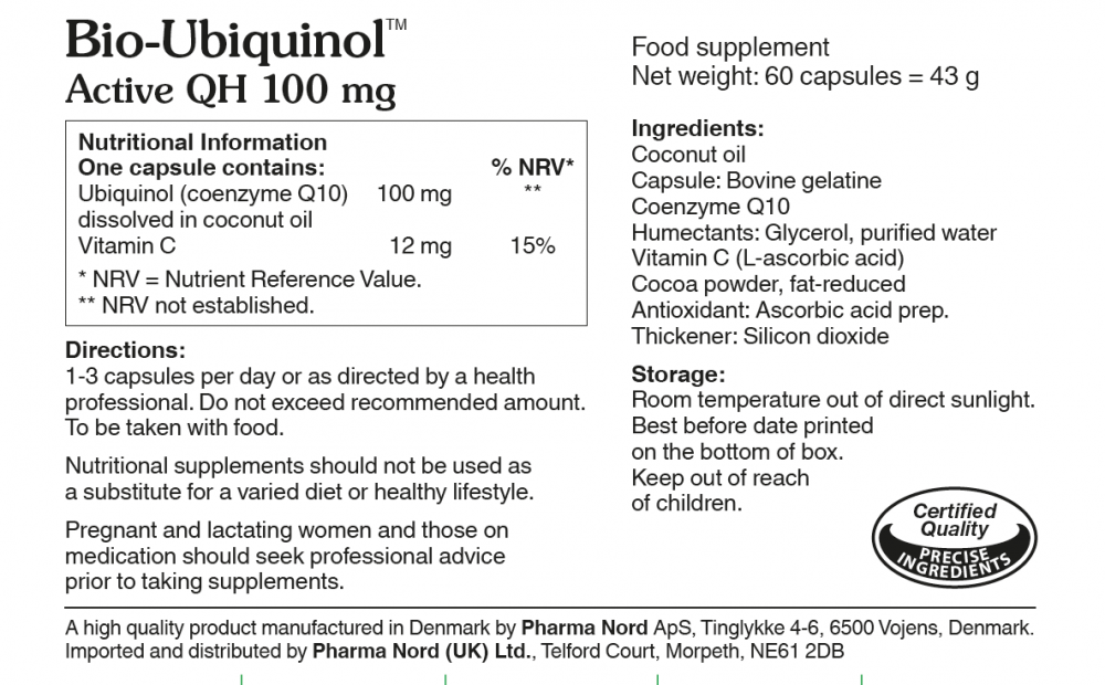 Pharma Nord  Bio-Ubiquinol Active QH 100mg 60's