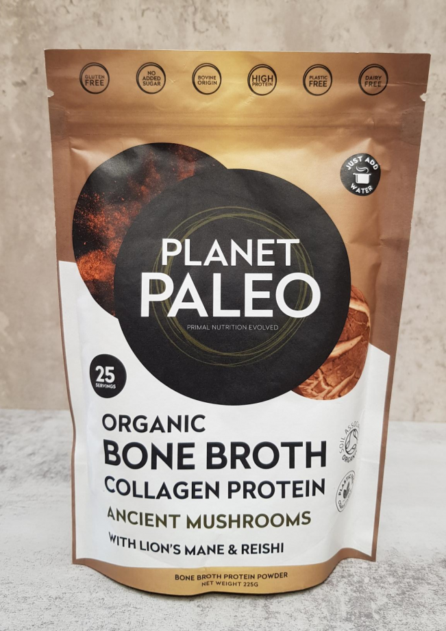 Planet Paleo  Organic Bone Broth Collagen Protein Ancient Mushrooms with Lion's Mane & Reishi 225g