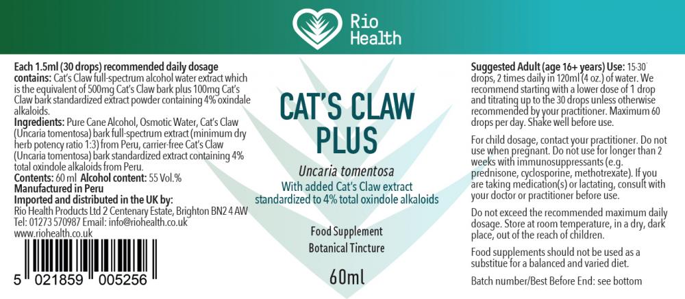 Rio Health  Cat's Claw Plus 60ml