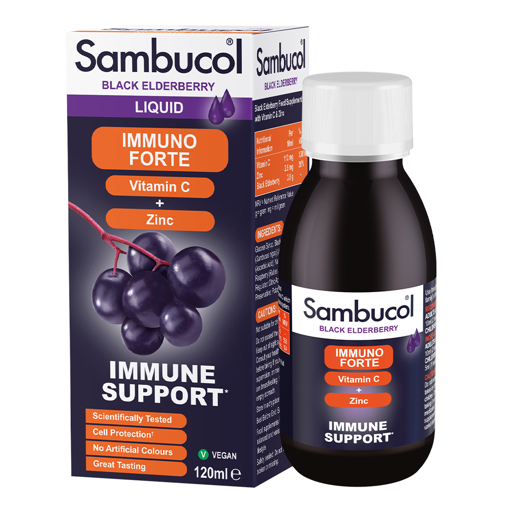 Sambucol  Immuno Forte Vitamin C + Zinc Immune Support Liquid 120ml