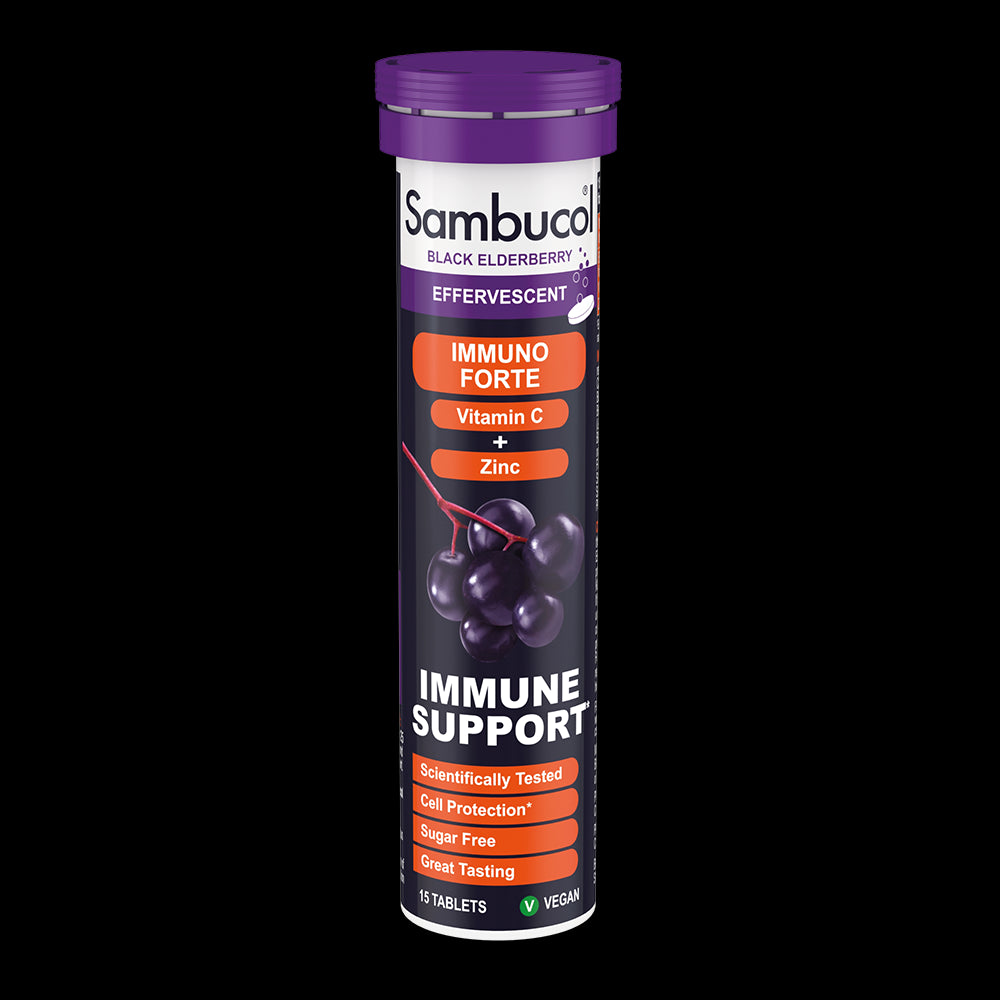 Sambucol  Immuno Forte Vitamin C + Zinc Immune Support Effervescent 15 Tablets