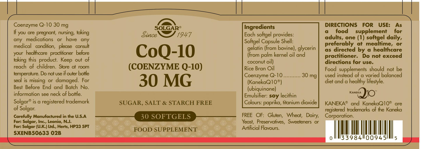 Solgar  CoQ-10 30mg 30's SOFTGELS