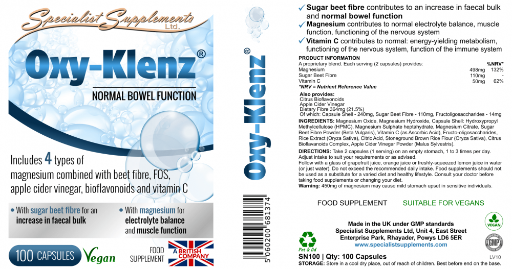 Specialist Supplements  Oxy-Klenz 100's