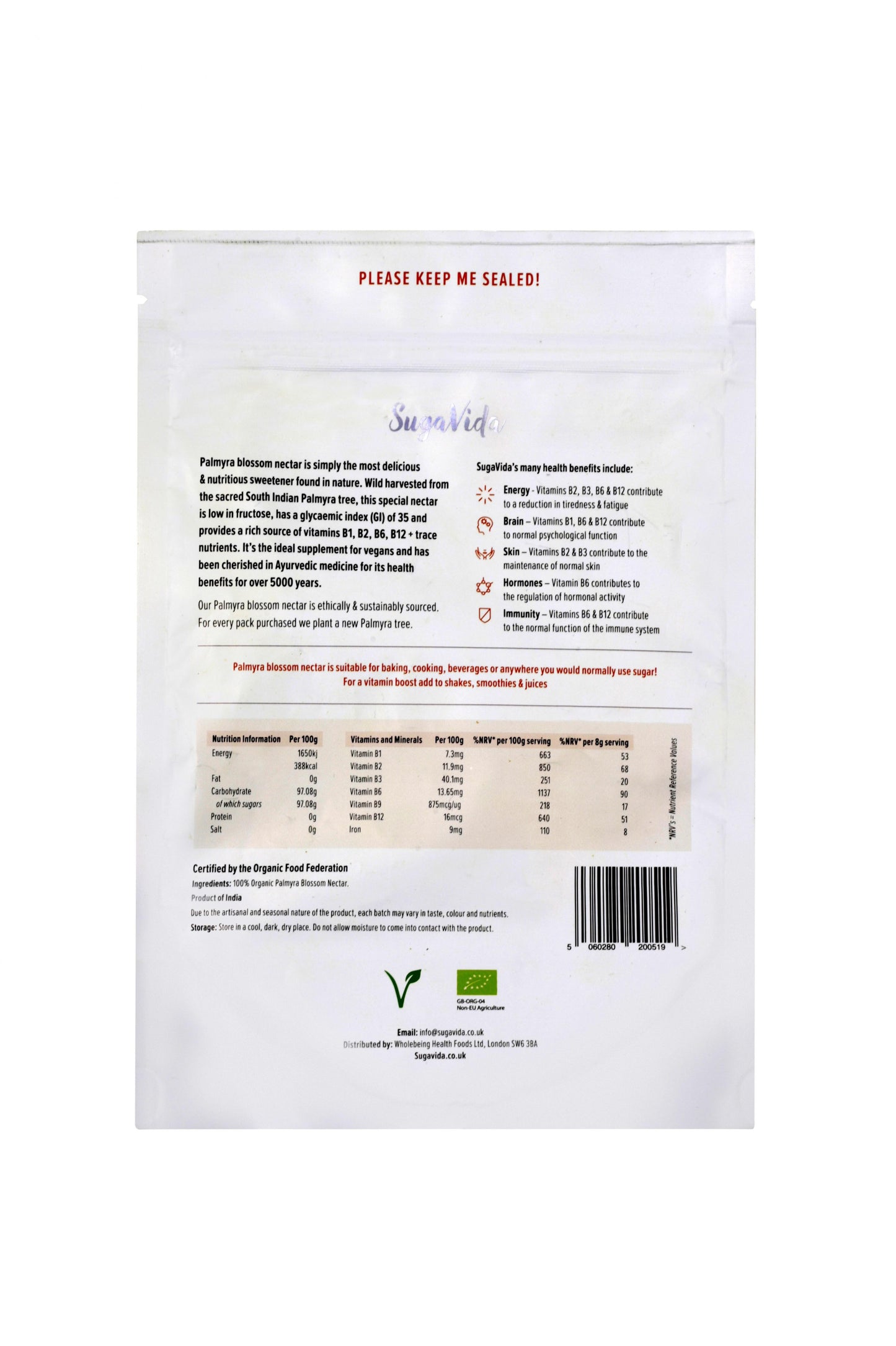 SugaVida  Organic Palmyra Blossom Nectar 250g